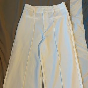 Solid Stitch Straight Leg Trousers White Small